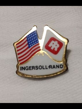 Ingersoll Rand American Flag Red White Blue Crossed Flags Pin